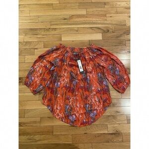 Michael Stars Orange Off-Shoulder Floral Top